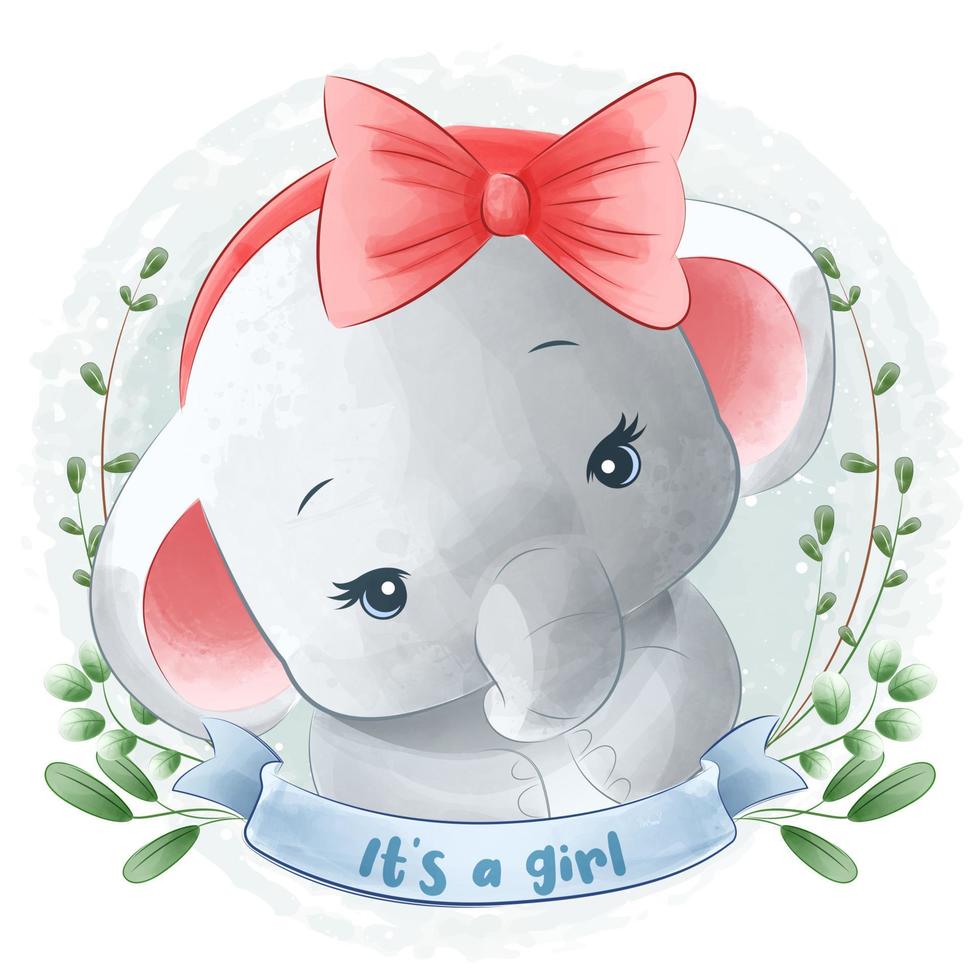 style d'illustration aquarelle bébé éléphant mignon pour baby shower vecteur