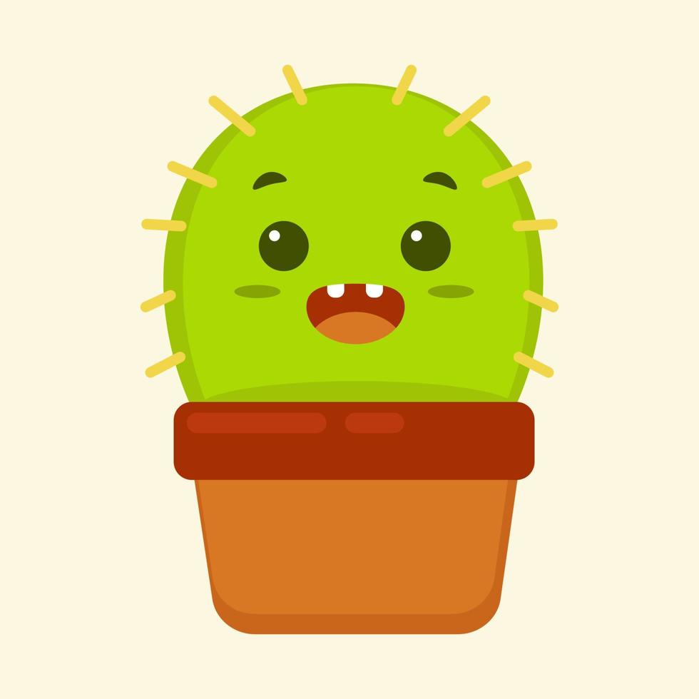 illustration vectorielle personnage de dessin animé graphique de cactus dans un style kawaii doodle. convient pour le jardinage, la nature et les produits pour enfants. vecteur