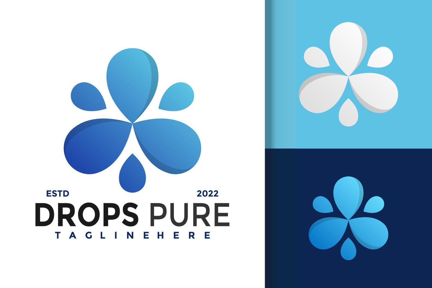 création de logo pure splash drop, vecteur de logos d'identité de marque, logo moderne, modèle d'illustration vectorielle de conceptions de logo