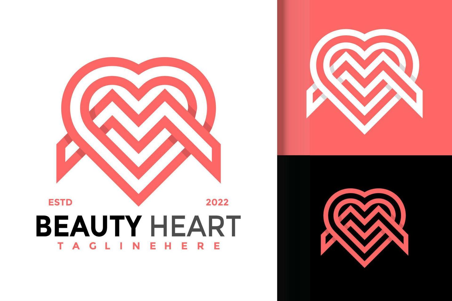 création de logo lettre m beauté coeur, vecteur de logos d'identité de marque, logo moderne, modèle d'illustration vectorielle de dessins de logo