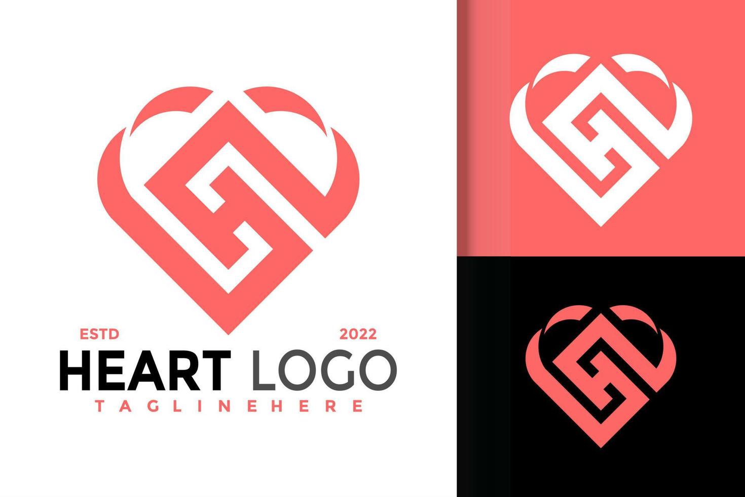 création de logo abstrait lettre h coeur, vecteur de logos d'identité de marque, logo moderne, modèle d'illustration vectorielle de dessins de logo