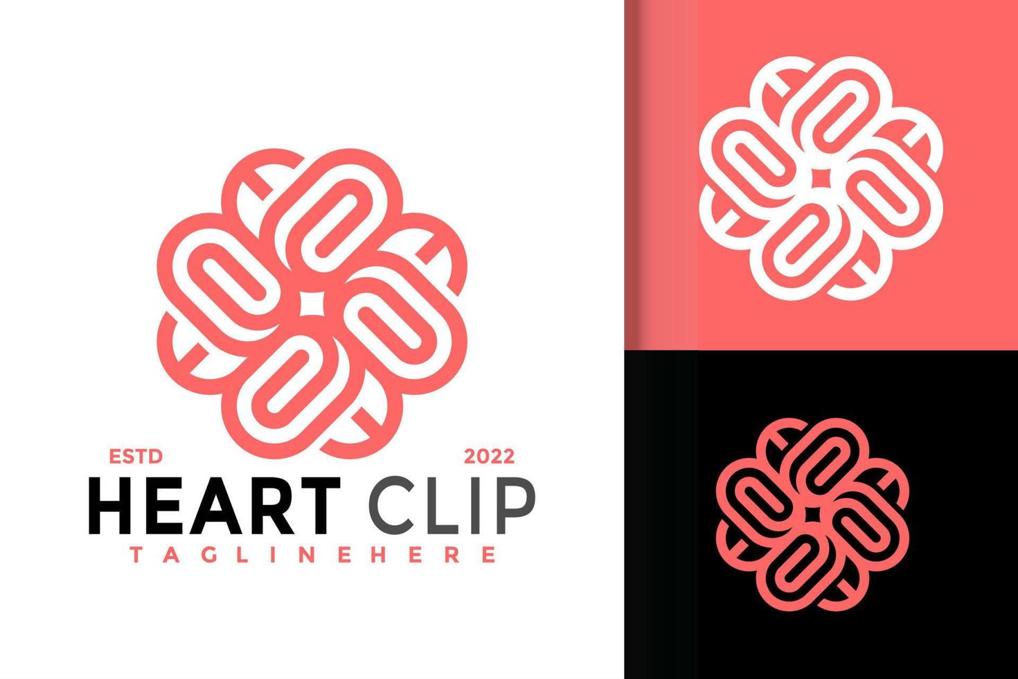 création de logo clip papier coeur, vecteur de logos d'identité de marque, logo moderne, modèle d'illustration vectorielle de conceptions de logo