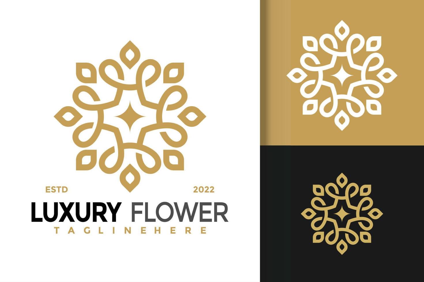 création de logo d'ornement de fleurs de luxe, vecteur de logos d'identité de marque, logo moderne, modèle d'illustration vectorielle de dessins de logo