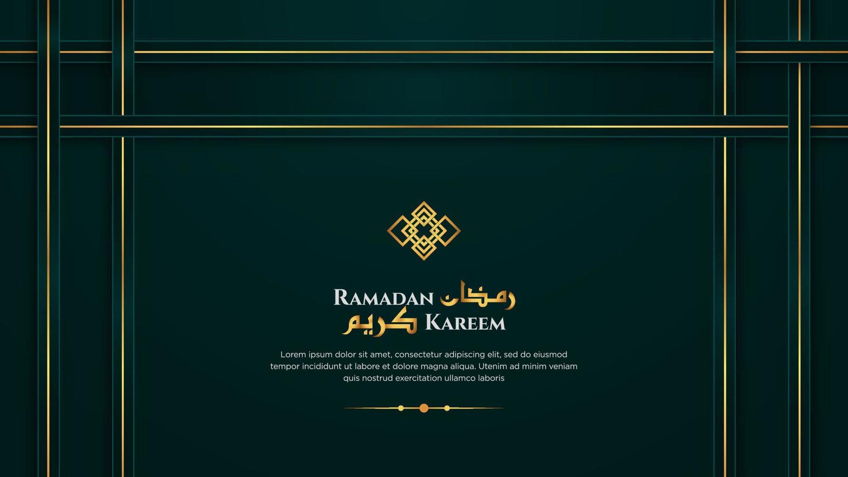 fond de ramadan kareem élégant de luxe vert foncé avec calligraphie arabe, bougies vecteur