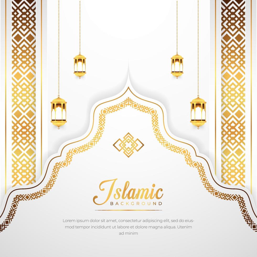 fond d'affiche de bannière islamique ornementale décorative de mosquée unique créative et propre. avec motif arabe, bordure islamique et ornement décoratif. vecteur