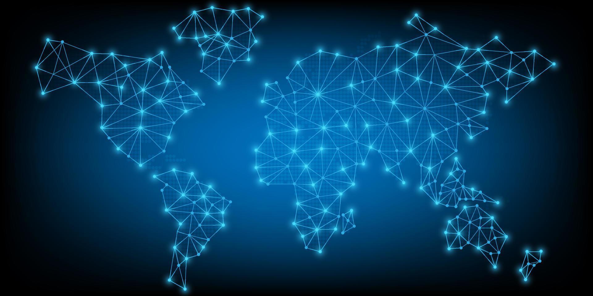 ligne vectorielle avec carte du monde à points pour la technologie et l'éducation des entreprises vecteur