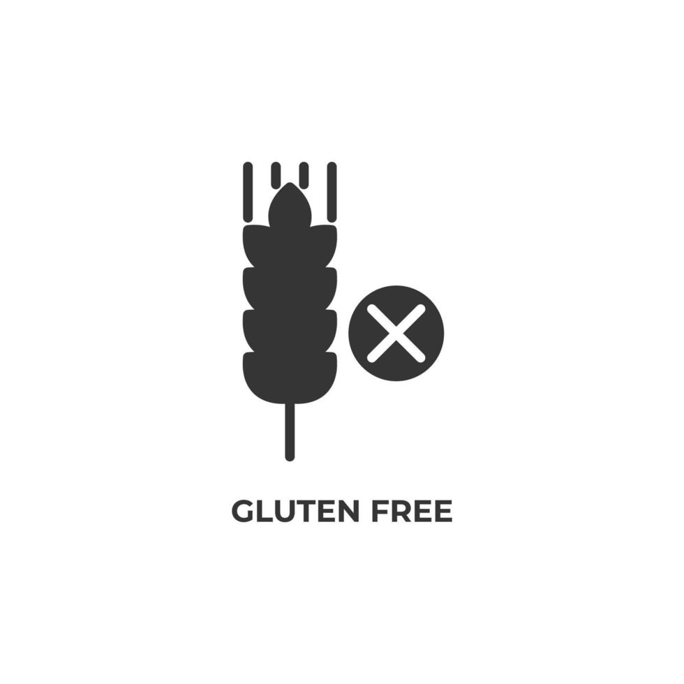 Le signe vectoriel du symbole sans gluten est isolé sur un fond blanc. couleur de l'icône modifiable.