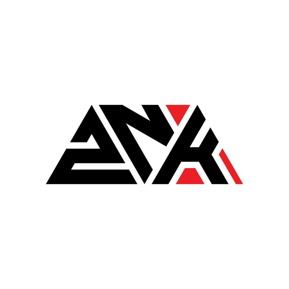 création de logo de lettre triangle znk avec forme de triangle. monogramme de conception de logo triangle znk. modèle de logo vectoriel triangle znk avec couleur rouge. logo triangulaire znk logo simple, élégant et luxueux. znk