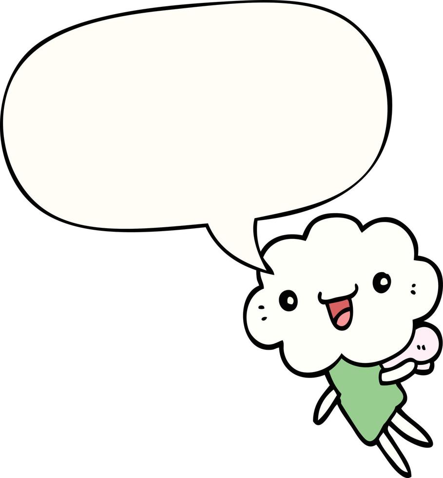 créature de tête de nuage de dessin animé et bulle de dialogue vecteur