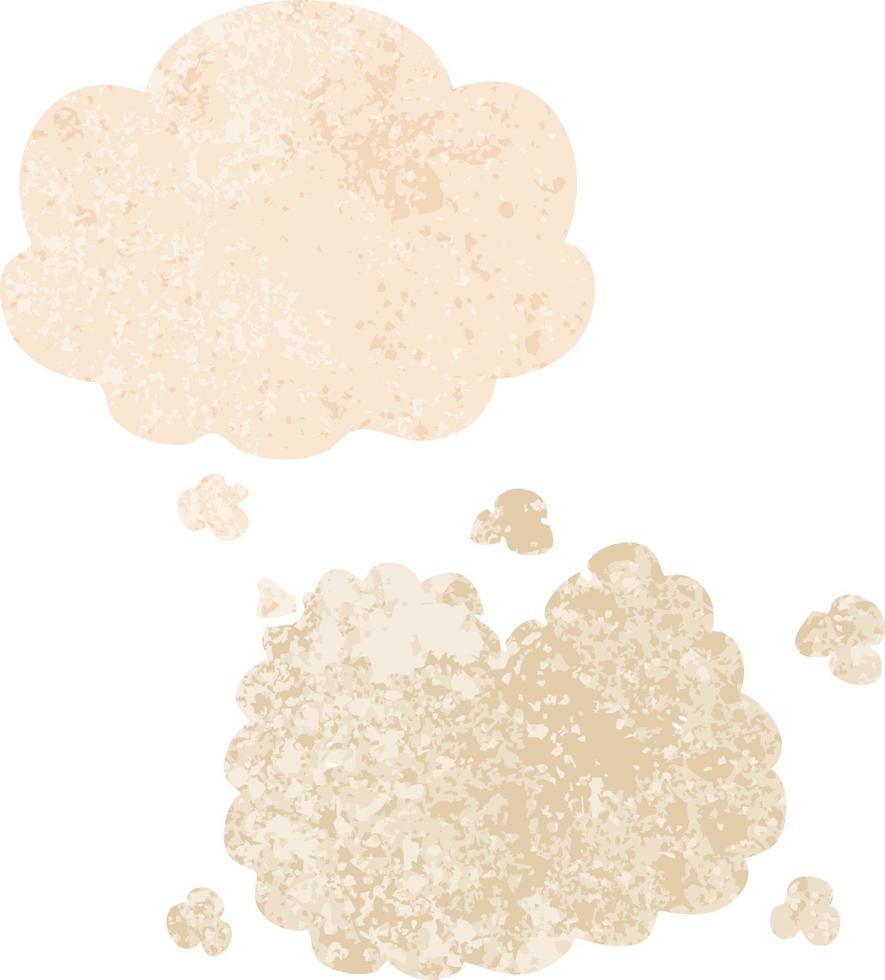 nuage de fumée de dessin animé et bulle de pensée dans un style texturé rétro vecteur