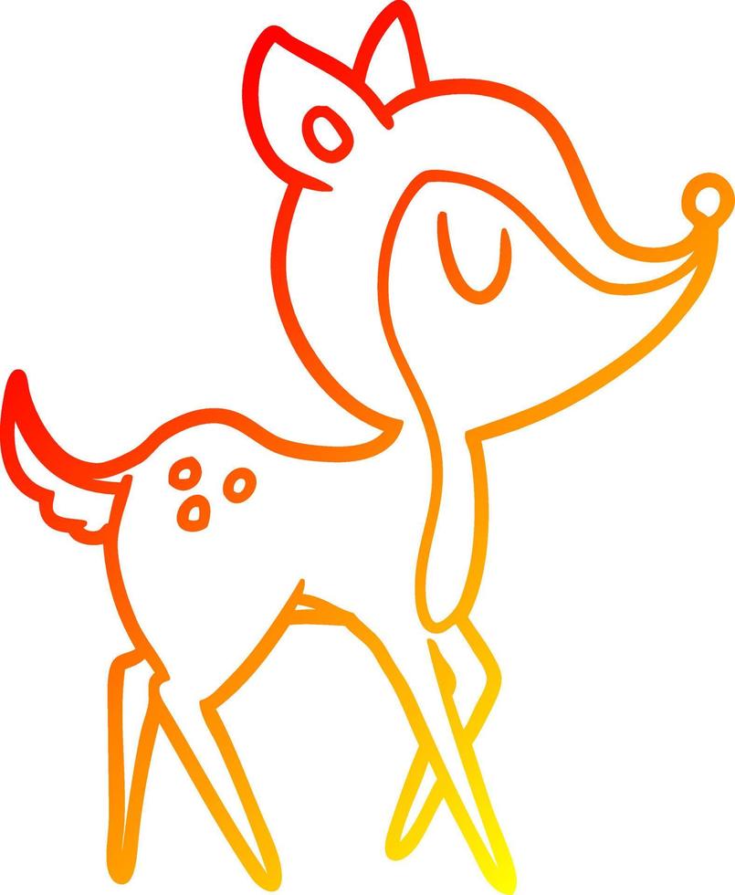 chaud gradient ligne dessin dessin animé mignon cerf vecteur