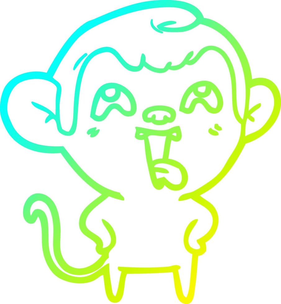 ligne de gradient froid dessinant un singe de dessin animé fou vecteur