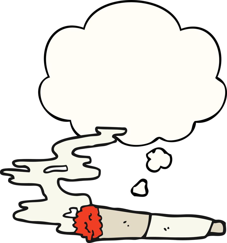 cigarette de dessin animé et bulle de pensée vecteur