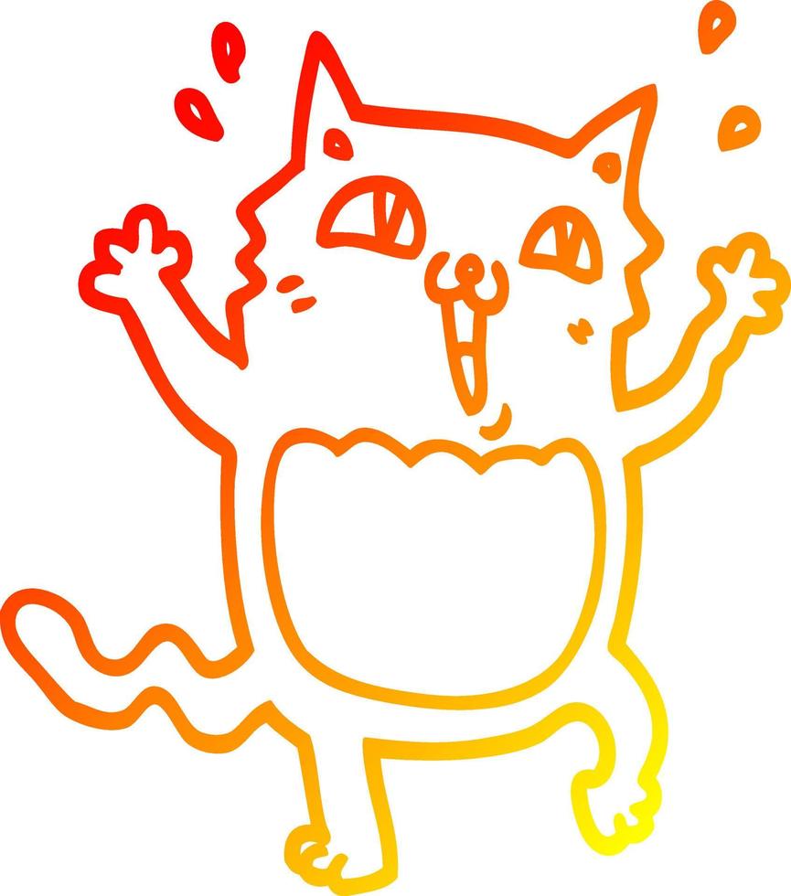 chaud gradient ligne dessin dessin animé fou chat excité vecteur