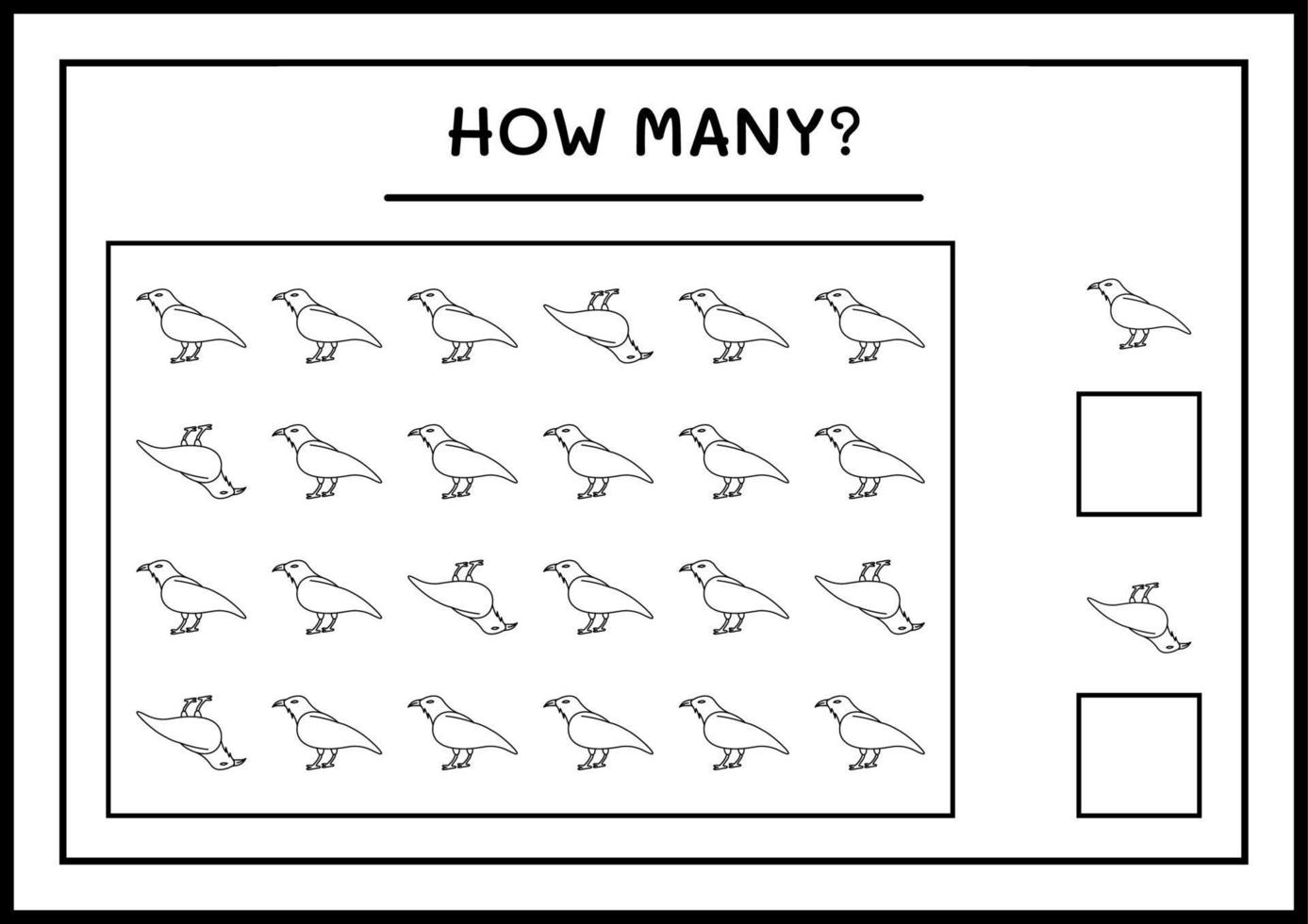 combien de corbeaux, jeu pour enfants. illustration vectorielle, feuille de calcul imprimable vecteur