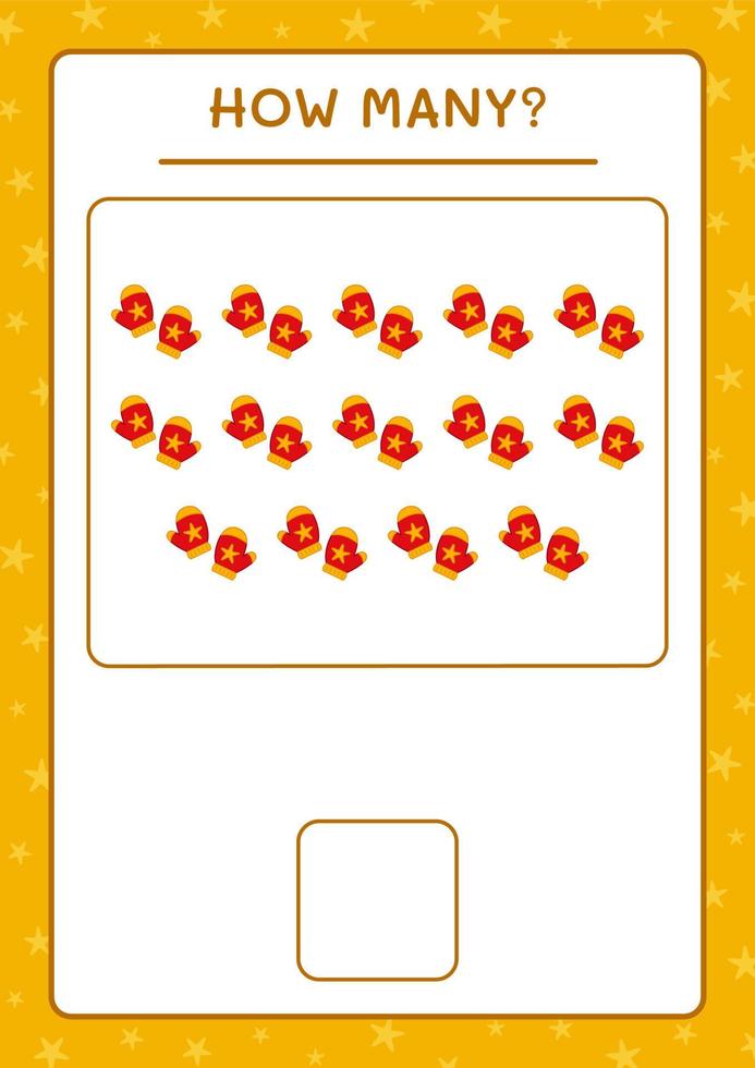 combien de mitaines d'hiver, jeu pour enfants. illustration vectorielle, feuille de calcul imprimable vecteur