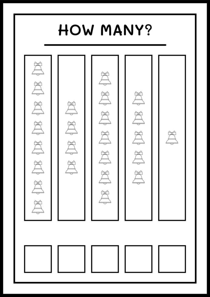 combien de cloche de noël, jeu pour enfants. illustration vectorielle, feuille de calcul imprimable vecteur