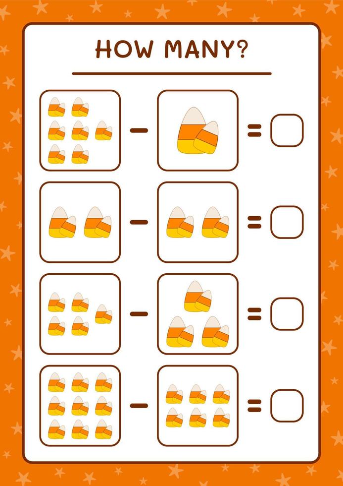 combien de bonbons, jeu pour enfants. illustration vectorielle, feuille de calcul imprimable vecteur