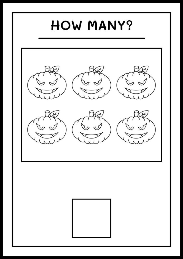 combien de citrouille, jeu pour enfants. illustration vectorielle, feuille de calcul imprimable vecteur