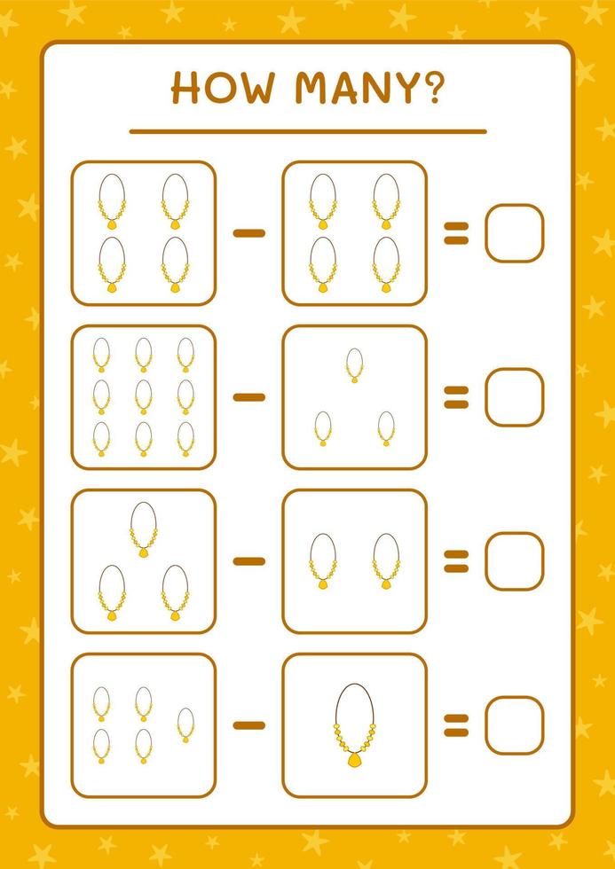 combien de pendentif, jeu pour enfants. illustration vectorielle, feuille de calcul imprimable vecteur