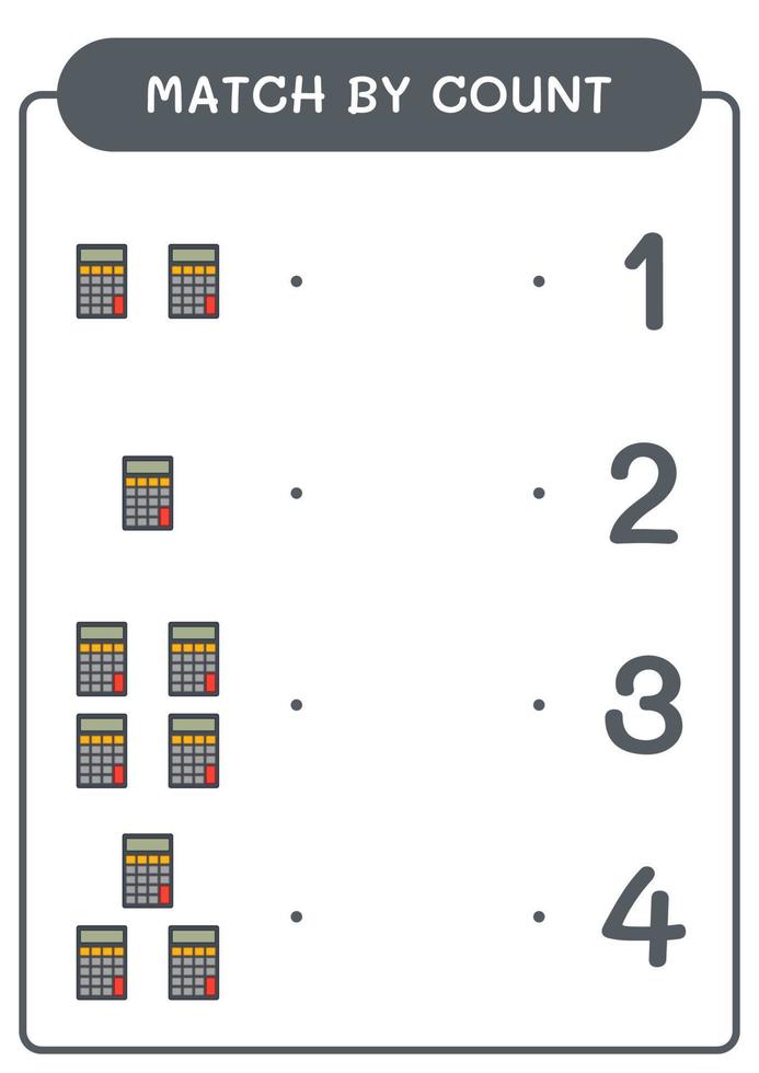 match par nombre de calculatrice, jeu pour enfants. illustration vectorielle, feuille de calcul imprimable vecteur