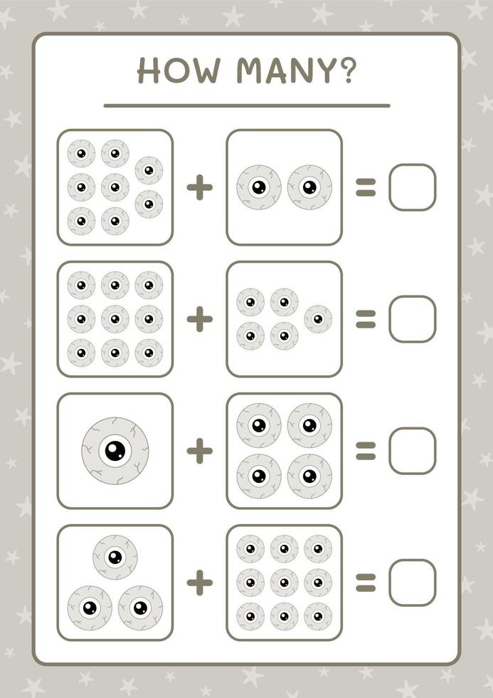 combien d'oeil, jeu pour les enfants. illustration vectorielle, feuille de calcul imprimable vecteur