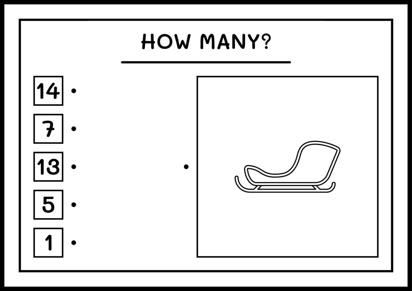 combien de traîneau du père noël, jeu pour les enfants. illustration vectorielle, feuille de calcul imprimable vecteur