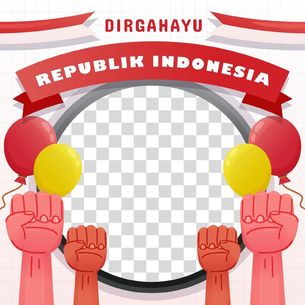 twibbon de la fête de l'indépendance indonésienne avec un coup de poing édifiant, parfait pour les publications sur les réseaux sociaux, image vectorielle vecteur