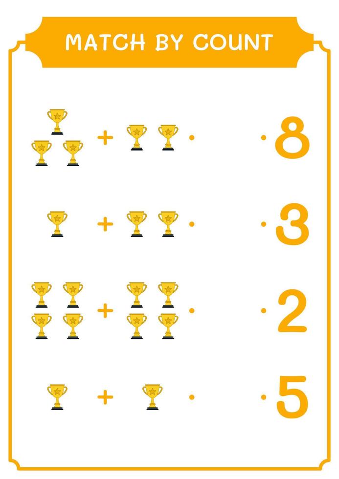 match au nombre de trophées, jeu pour enfants. illustration vectorielle, feuille de calcul imprimable vecteur