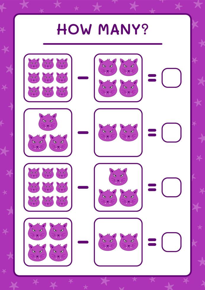 combien de chat, jeu pour enfants. illustration vectorielle, feuille de calcul imprimable vecteur