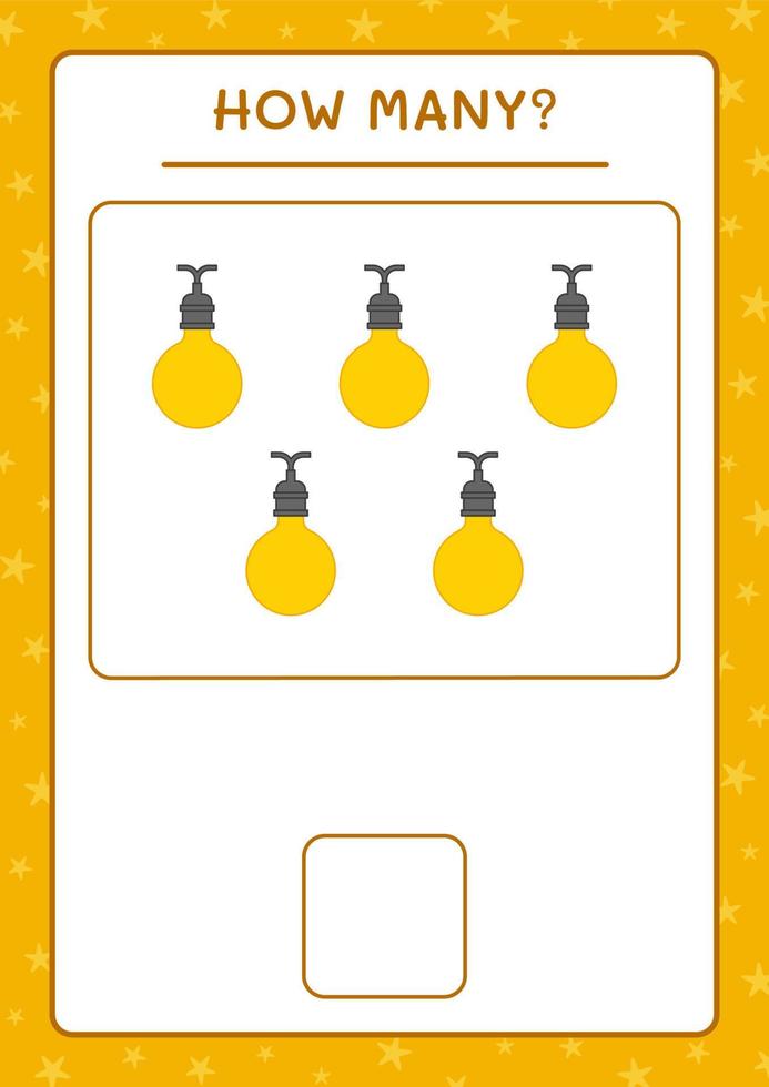 combien de lumières de noël, jeu pour enfants. illustration vectorielle, feuille de calcul imprimable vecteur