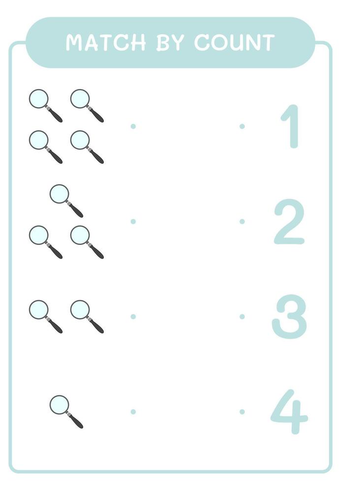 match au compte de la loupe, jeu pour enfants. illustration vectorielle, feuille de calcul imprimable vecteur