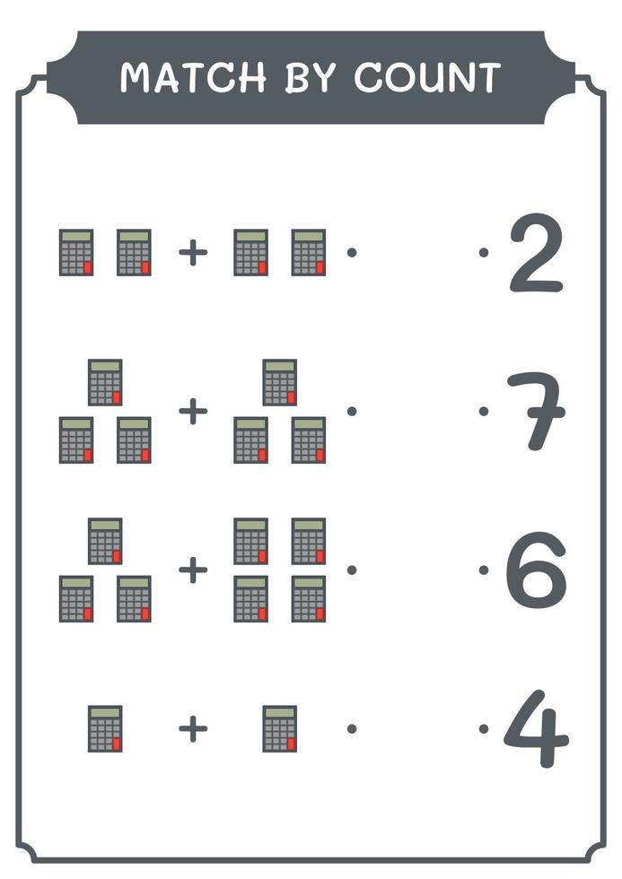 match par nombre de calculatrice, jeu pour enfants. illustration vectorielle, feuille de calcul imprimable vecteur