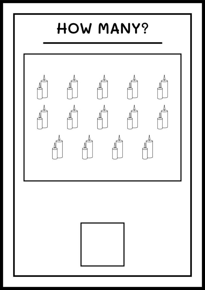 combien de bougie de noël, jeu pour enfants. illustration vectorielle, feuille de calcul imprimable vecteur