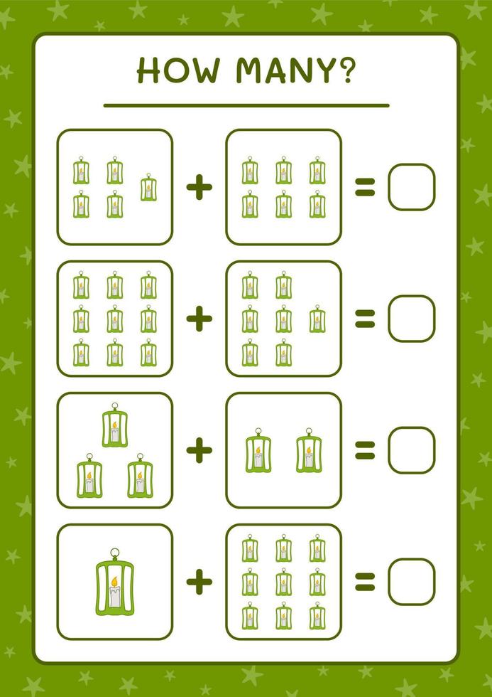 combien de lanterne, jeu pour enfants. illustration vectorielle, feuille de calcul imprimable vecteur