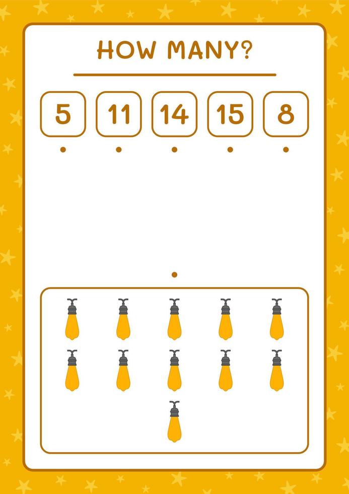 combien de lumières de noël, jeu pour enfants. illustration vectorielle, feuille de calcul imprimable vecteur