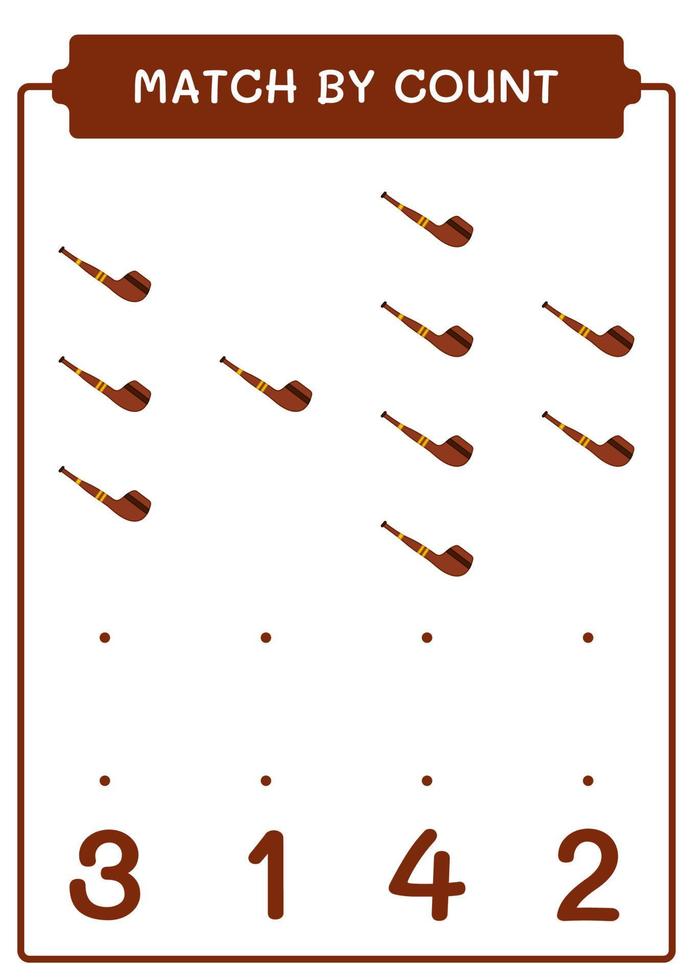 match par nombre de pipe à fumer, jeu pour enfants. illustration vectorielle, feuille de calcul imprimable vecteur