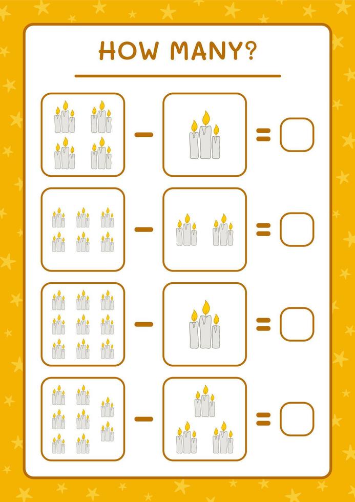 combien de bougie, jeu pour enfants. illustration vectorielle, feuille de calcul imprimable vecteur