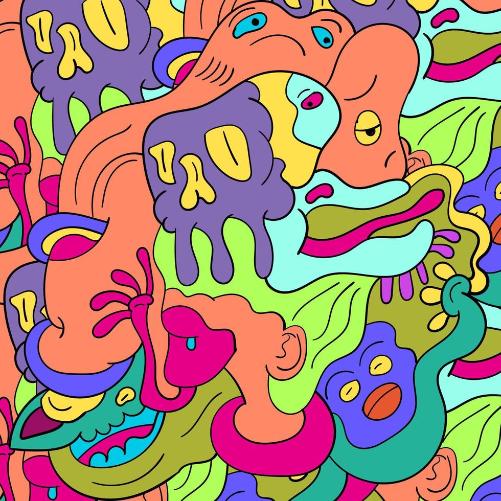 fond de doodle abstrait coloré dessiné à la main vecteur