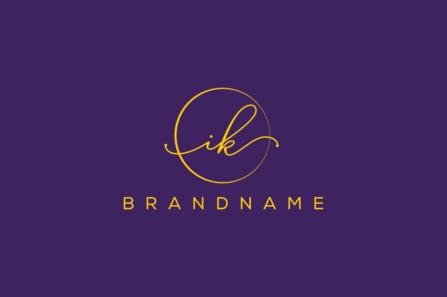 ik ik logo dessiné à la main de la signature initiale, de la mode, des bijoux, de la photographie, de la boutique, du script, du mariage, du modèle de logo vectoriel créatif floral et botanique pour toute entreprise ou entreprise.