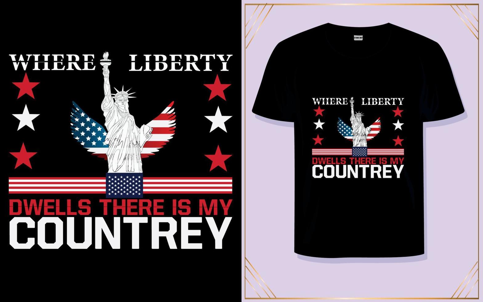 4 juillet conception de t-shirt de la fête de l'indépendance des états-unis vecteur