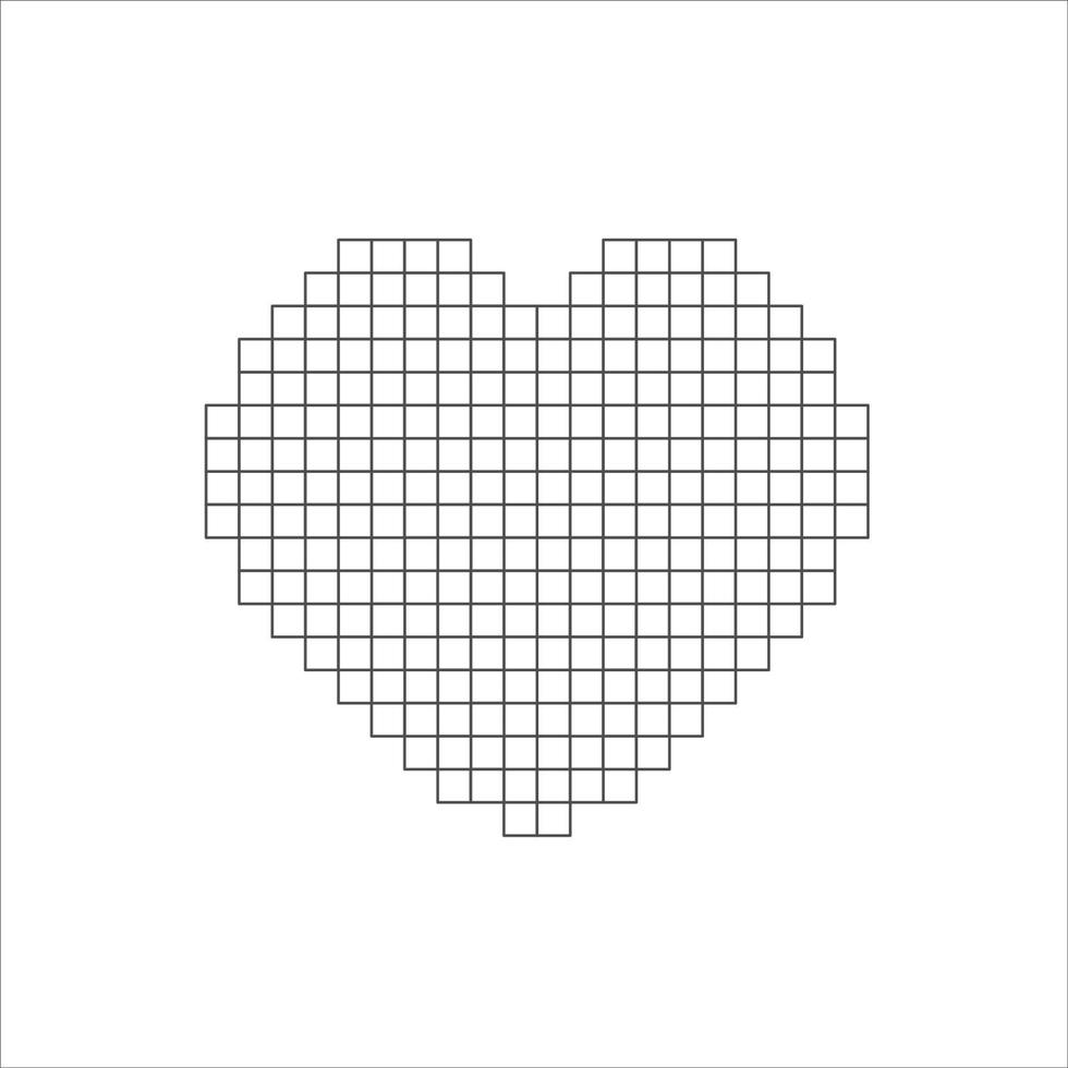 coeur de vecteur pixel art sur fond blanc