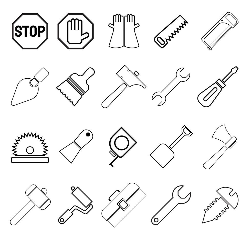 l'ensemble d'icônes d'outils vecteur pour la construction ou le concept de construction