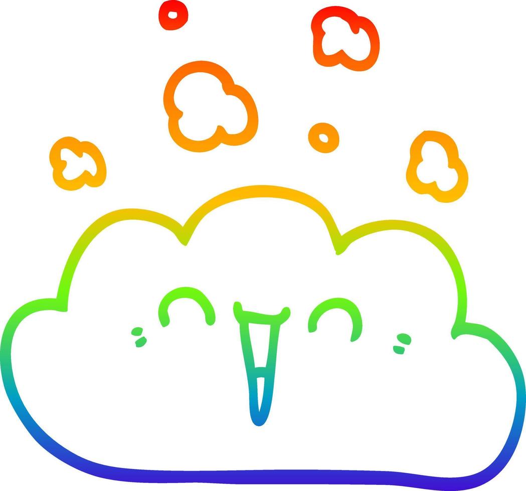 arc en ciel gradient ligne dessin dessin animé nuage de fumée vecteur
