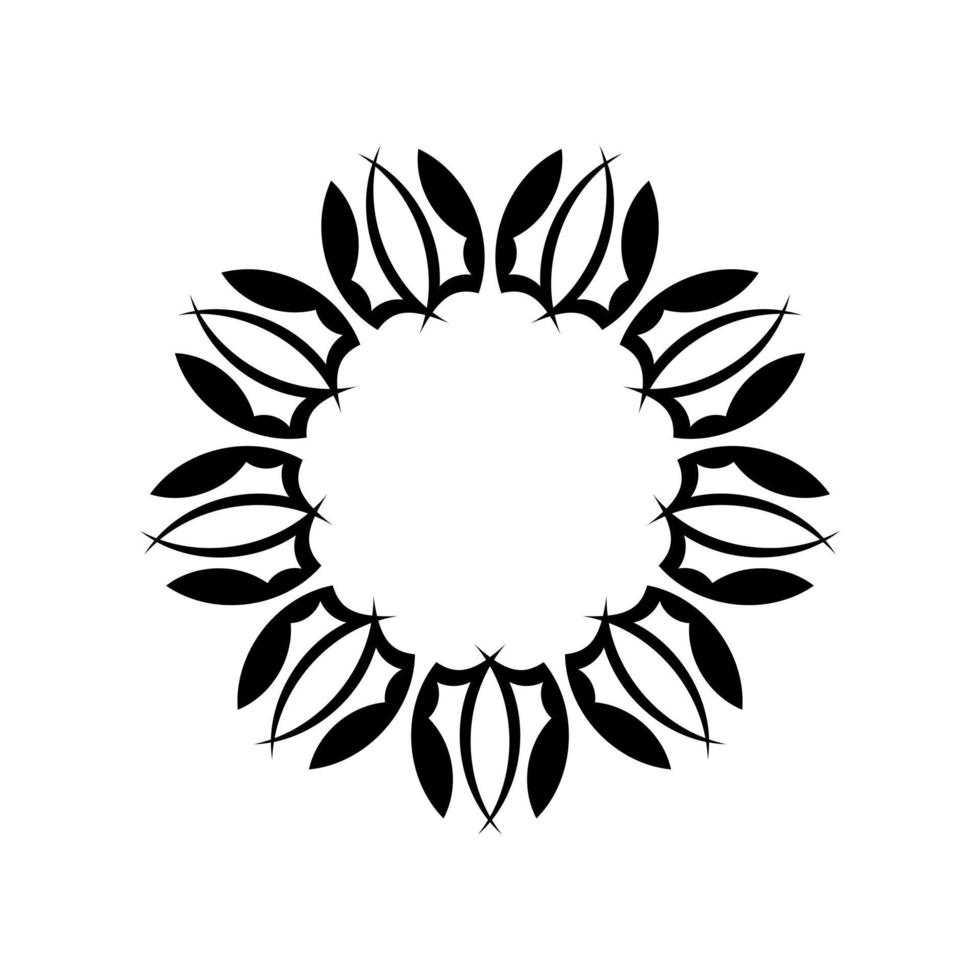 mandala indien noir et blanc. logo noir et blanc. vecteur oriental, modèles de thérapie anti-stress. éléments de conception de tissage. vecteur de logos de yoga.