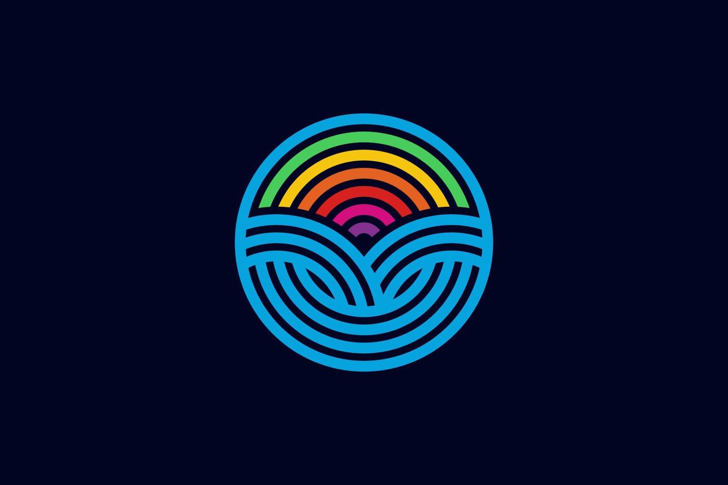 logo circulaire créatif bleu vecteur