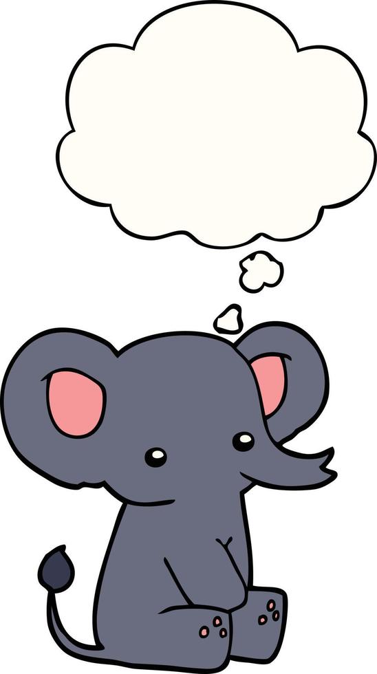 dessin animé éléphant et bulle de pensée vecteur