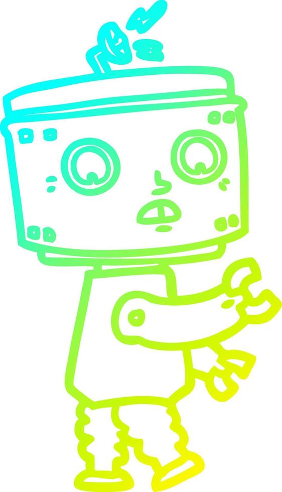 robot de dessin animé de dessin de ligne de gradient froid vecteur