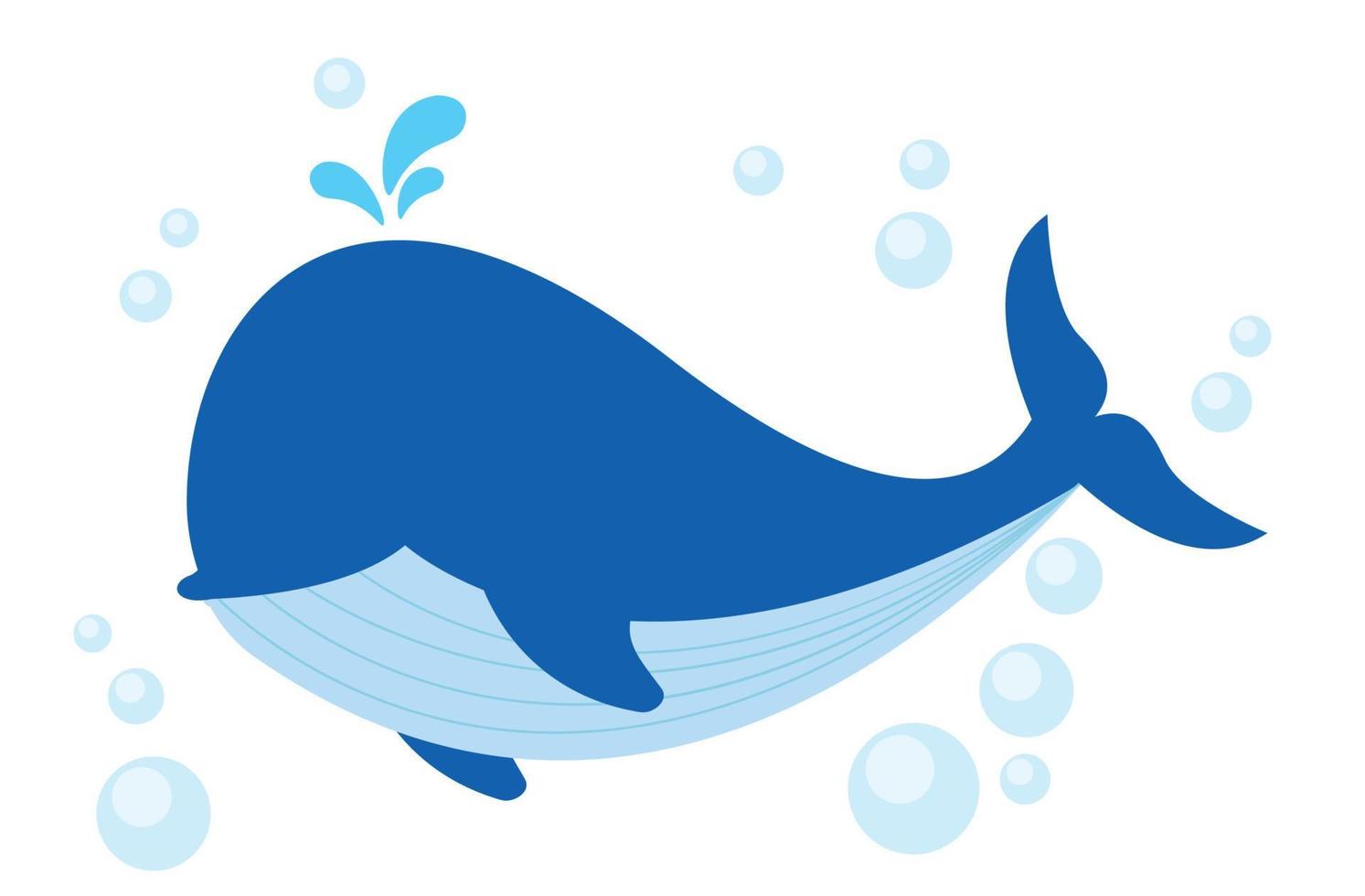 icône de clipart de baleine de dessin animé dans la conception d'illustration vectorielle d'animaux marins plats vecteur