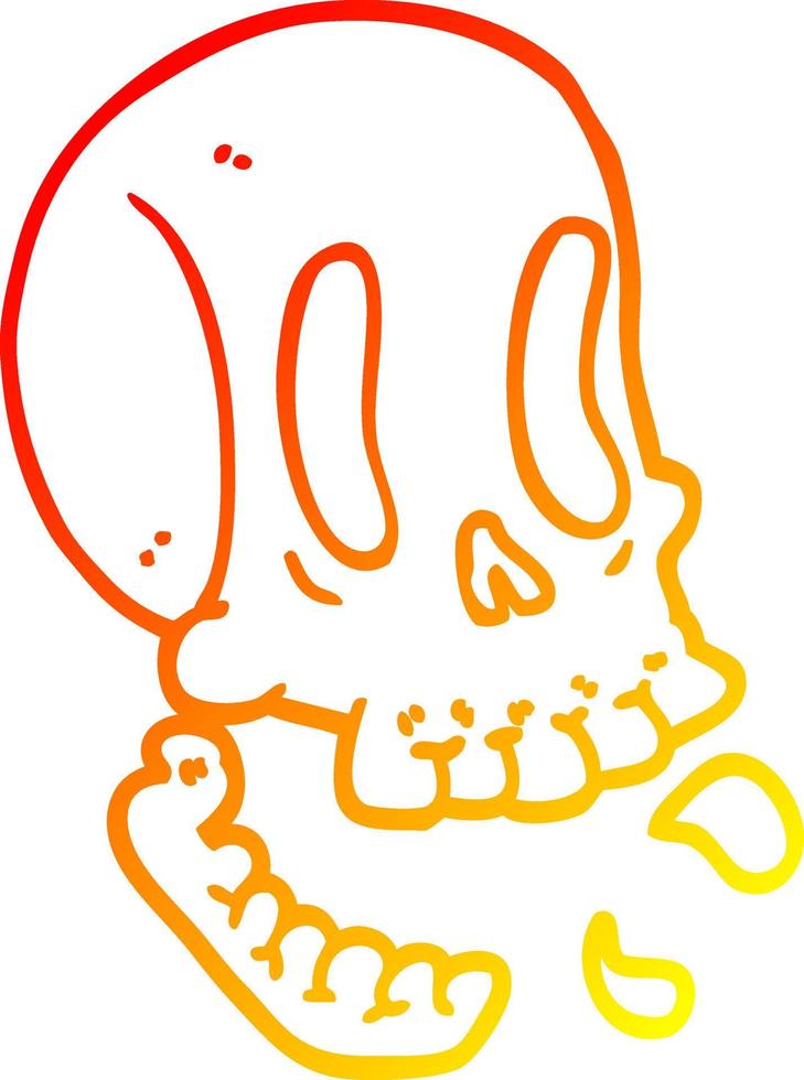 ligne de gradient chaud dessinant un crâne de dessin animé drôle vecteur